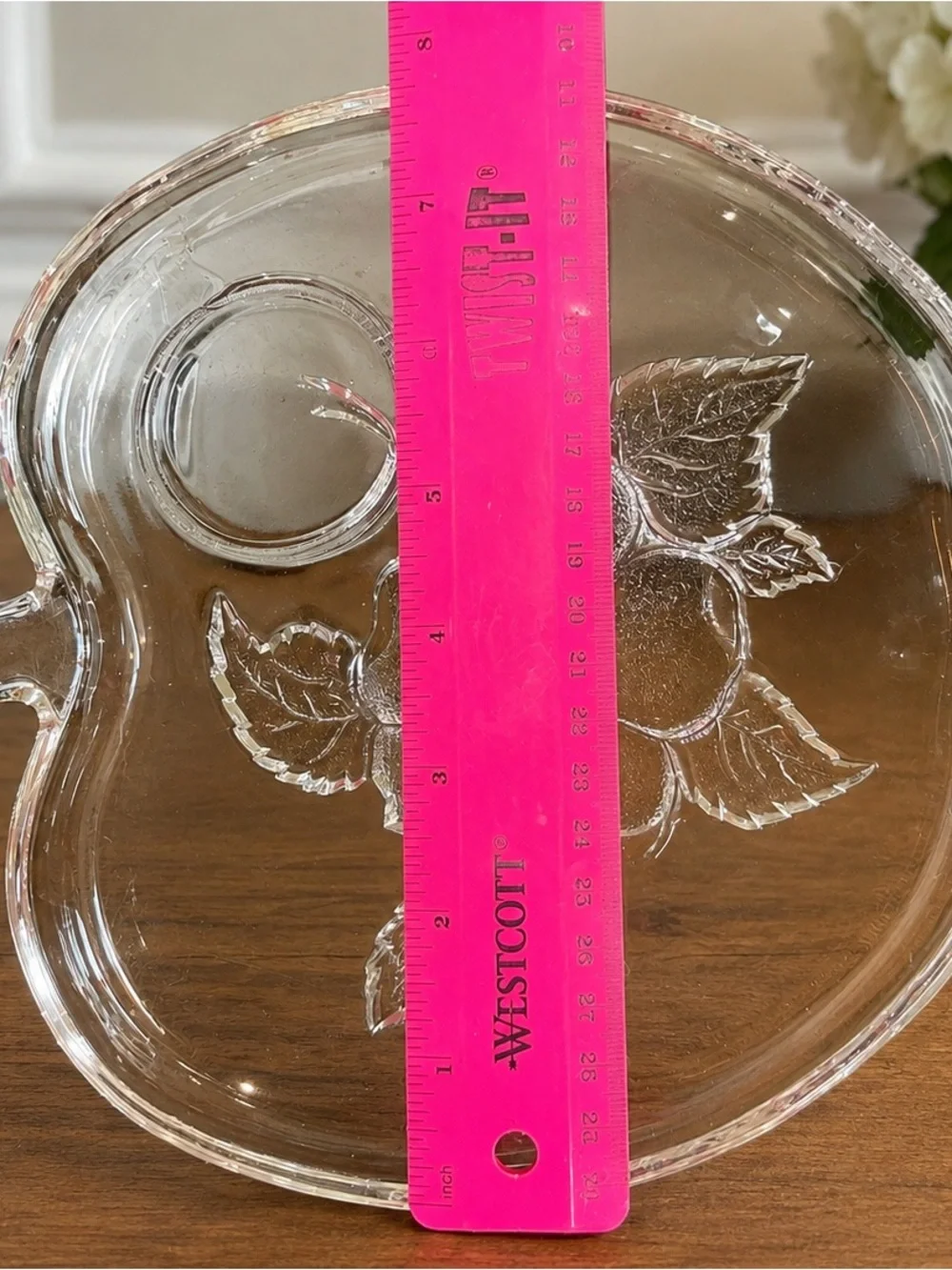 Vintage Clear Glass Apple Snack Set 2 Cups & 2 Apple Shaped Snack Plates